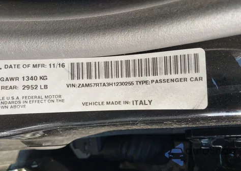 2017 Maserati Ghibli S Q4 z USA, uszkodzony, nr VIN ZAM57RTA3H1230255
